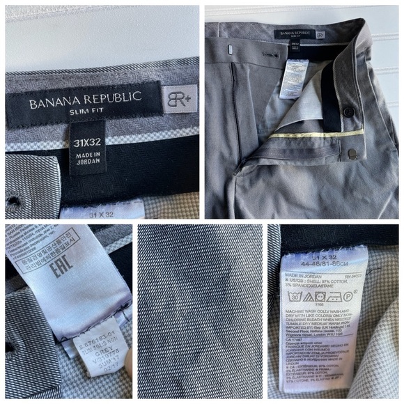 Banana Republic Men’s Slim Fit Trouser Pant Gray Size 31W 29L cotton spandex - Picture 3 of 7